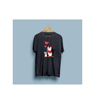 Oversize Kalpli Penguenler Tasarım unisex T-shirt (Siyah)