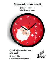 İsme Özel Yılbaşı Çocuk Odası Duvar Saati Orta Boy 30 cm Siyah Camlı Sessiz