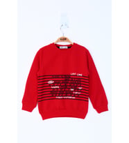Toontoy Erkek Çocuk Yazı Baskılı Sweatshirt (Kırmızı)