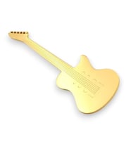 Elektro Gitar Müzik Müzisyen Gitarist Band Sarı Paslanmaz Çelik Rozet Broş RZ333