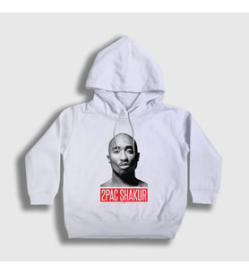 Presmono Unisex Çocuk Beyaz Gun Tupac Shakur Kapüşonlu Sweatshirt 45826tt