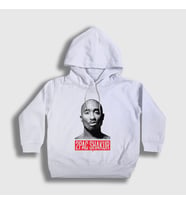 Presmono Unisex Çocuk Beyaz Gun Tupac Shakur Kapüşonlu Sweatshirt 45826tt