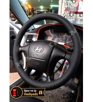 Hyundai Santa Fe Dikme Direksiyon Kılıfı Premium Komple Delikli Deri Siyah Dikiş 2001-2006