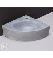 Sipahi Marble Afyon Gri Mermer Mini Köşe Lavabo - Batarya Çıkışlı