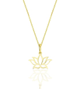 Gümüş altın yaldızlı sonsuz yaşamın simgesi lotus çiçeği kolye  SGTL11869GOLD