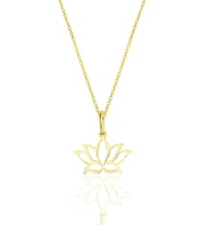 Gümüş altın yaldızlı sonsuz yaşamın simgesi lotus çiçeği kolye  SGTL11869GOLD