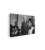 Yatay Kanvas Duvar Tablosu Ataturk Sinifta Salon Tablosu Ofis Tablosu Yeni Ev Hediyesi Dekorasyon