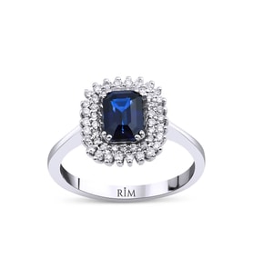 1.65 Karat Laboratuvar Pırlanta Safir Yüzük - HRD Sertifikalı