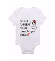 Anneler Günü Hediyesi Bir Tek Annem Olsun Bana Birşey Olmaz Baskılı Bebek Body Zıbın