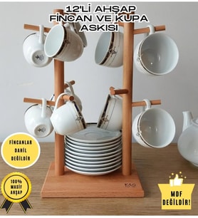 12'li Ahşap Fincan Ve Kupa Askılığı