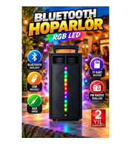 RGB Işıklı Şarjlı Bluetooth Hoparlör – USB, AUX, TF Kart ve Radyo Destekli