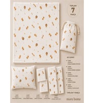 More Home Bebek Müslin Bez Battaniye Set 7 Parça Tilkili Açık Kahverengi