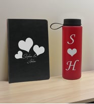 BK Gift Sevgiliye Özel İsimli Siyah Defter ve Kırmızı Cam Matara Hediye Seti-1, Sevgiliye Hediye, Sevgililer Günü, Yeni İş Hediyesi