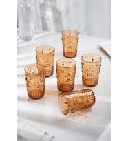 Akrilik Bal 6'lı Kısa Bardak & Su Meşrubat Kahve Yanı Bardağı 400 ml ( Cam Değildir )