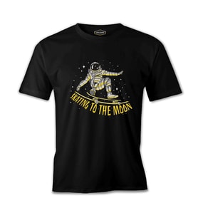 Astronaut Space Skating Siyah Erkek Tshirt