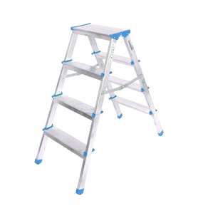 4+4 ÇİFT BASAMAKLI ALÜMİNYUM METAL MERDİVEN YÜKSEKLİK = 92CM BAŞ GENİŞLİK = 8CM (5343)