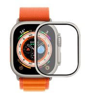 Apple Watch Ultra 49mm Uyumlu Zore ALM-02 Metal Çerçeveli Ekran Koruyucu (Gümüş)
