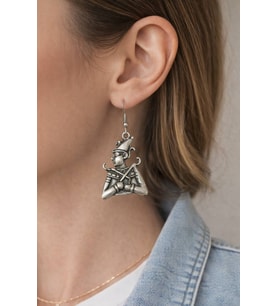 Medieval Jester – Ortaçağ Soytarısı Figürlü Gümüş Renk Unisex Sallantılı Küpe