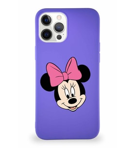 Apple iPhone 12 Pro Max Soft Premier Kapak Minnie Mouse-C Tasarımlı Silikon Kılıf - Mor (Şeffaf)