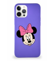Apple iPhone 12 Pro Max Soft Premier Kapak Minnie Mouse-C Tasarımlı Silikon Kılıf - Mor (Şeffaf)