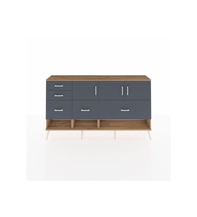 Arges Konsol 3 Raflı 5 Çekmeceli 3 Kapaklı 176x30x99 Çam-Antrasit