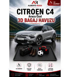 Citroen C4 2010 - 2018 Araca Özel 3D Bagaj Havuzu