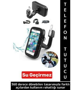 Dayanıklı 360 Derece Döner Su Geçirmez Şeffaf Görüş Engellemez Motosiklet Gidonu Telefon Tutucu