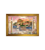 Manzara Temalı Kanvas Tablo 80 x 110 cm Gold Çerçeve