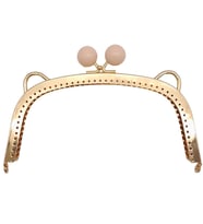 Angel Çanta Aksesuar 18.5 cm Pudra Renk Toplu Oval Çanta Klipsi Çanta Bursu Light Gold Metal