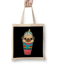 Cute & Funny Pug Puppy Dog In Smoothie Drink Bez Çanta Uzun Saplı