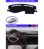 Hyundai Accent Yumurta Kasa 1993-1999 İçin Uygun Torpido Koruma Halısı Siyah Kenar Renk Mavi