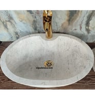 Gümüş Traverten Batarya Çıkışlı Kayık Lavabo (Gümüş Gri)