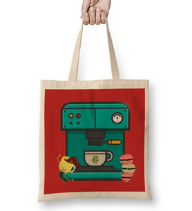 coffee graphic Bez Çanta Uzun Saplı