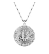 Bitcoin BTC Sanal Para Kolye kadın & Erkek Gümüş
