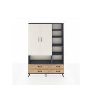 Arges Dolap 10 Raflı 4 Çekmeceli 2 Kapaklı 132x30x195 Antrasit-Aytaşı/Çam