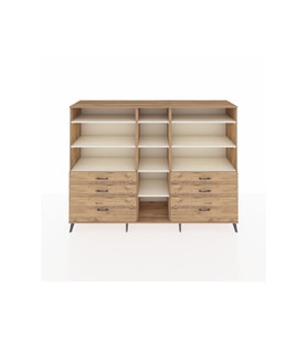 Hyperion Dolap 10 Raflı 6 Çekmeceli  220x44x163 Çam-Aytaşı/Çam