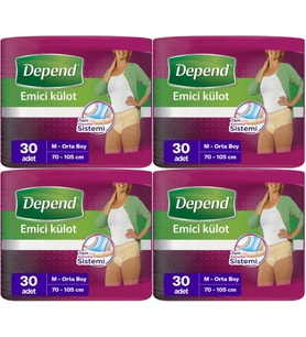 Depend Emici Külot Hasta Bezi Medium - Orta Kadın 120 Adet (4PK*30)