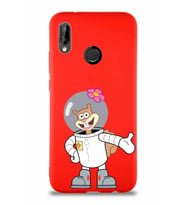 Huawei P20 Lite Soft Premier Kapak Sandy Tasarımlı Silikon Kılıf - Kırmızı (Şeffaf)