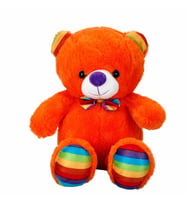 2962 Oturan Kurdeleli Renkli Peluş Ayı 30 cm -