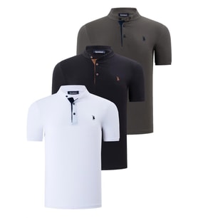 ÜÇLÜ SET T8560 DEWBERRY ERKEK T-SHIRT-SİYAH-BEYAZ-HAKİ (Karışık)