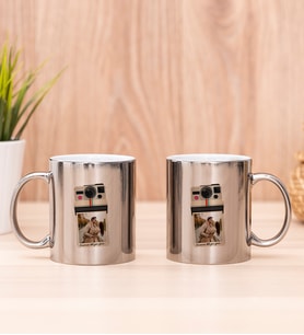 Kişye Özel Polaroid Tasarım Fotoğraflı İkili Silver Kupa Bardak