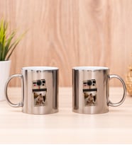 Kişye Özel Polaroid Tasarım Fotoğraflı İkili Silver Kupa Bardak