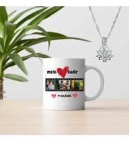 Kişiye Özel Film Şeridi Fotoğraflı Sevgili Kupası ve Gece Parlayan Lotus Kolye Hediyelik Seti