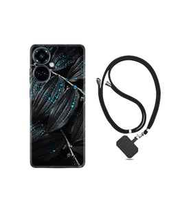 Camon 19 Pro Kılıf Ipli Boyun Askılı Desenli Silikon Foid Green 1643