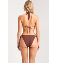 Kadın Bikini Takımı Üçgen Kap Normal Bel Kolsuz Slip Alt Düz Desen Örme Kumaş Raşel Dokuma
