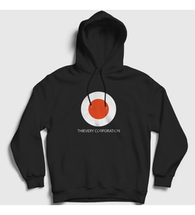 Presmono Unisex Siyah Logo Thievery Corporation Kapüşonlu Sweatshirt 528551tt
