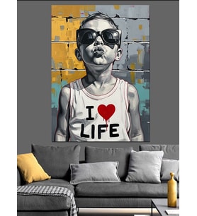 I Love Life Tişörtü Dekoratif Kanvas - Mdf Ahşap Tablo