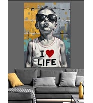 I Love Life Tişörtü Dekoratif Kanvas - Mdf Ahşap Tablo
