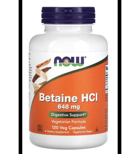 NOW Betaine HCL 648 mg 120 Veggie Capsul. USA Menşei.OZELSPORCUGIDALARIN'DAN 3941 (Renksiz)