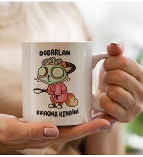BK Gift Dobarlan Bıragma Kendini Tasarımlı Beyaz Kupa Bardak, Arkadaşa Hediye, Doğum Günü Hediyesi